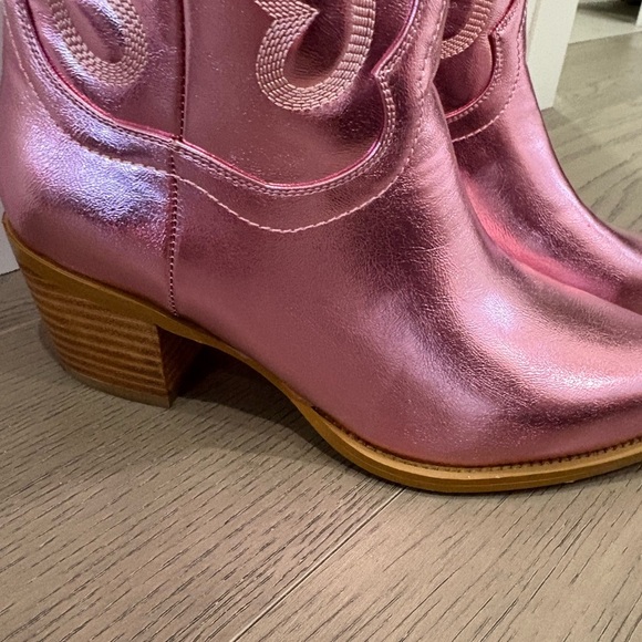 Pink Metallic Cowgirl Western Cowboy Chunky Heeled Boots‎ Size 9 - Picture 4 of 13